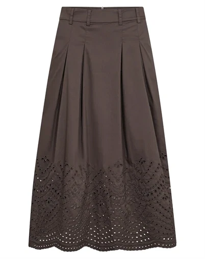 Co' Couture - PoppyCC Pleat Scallop Nederdel - Dark Brown
